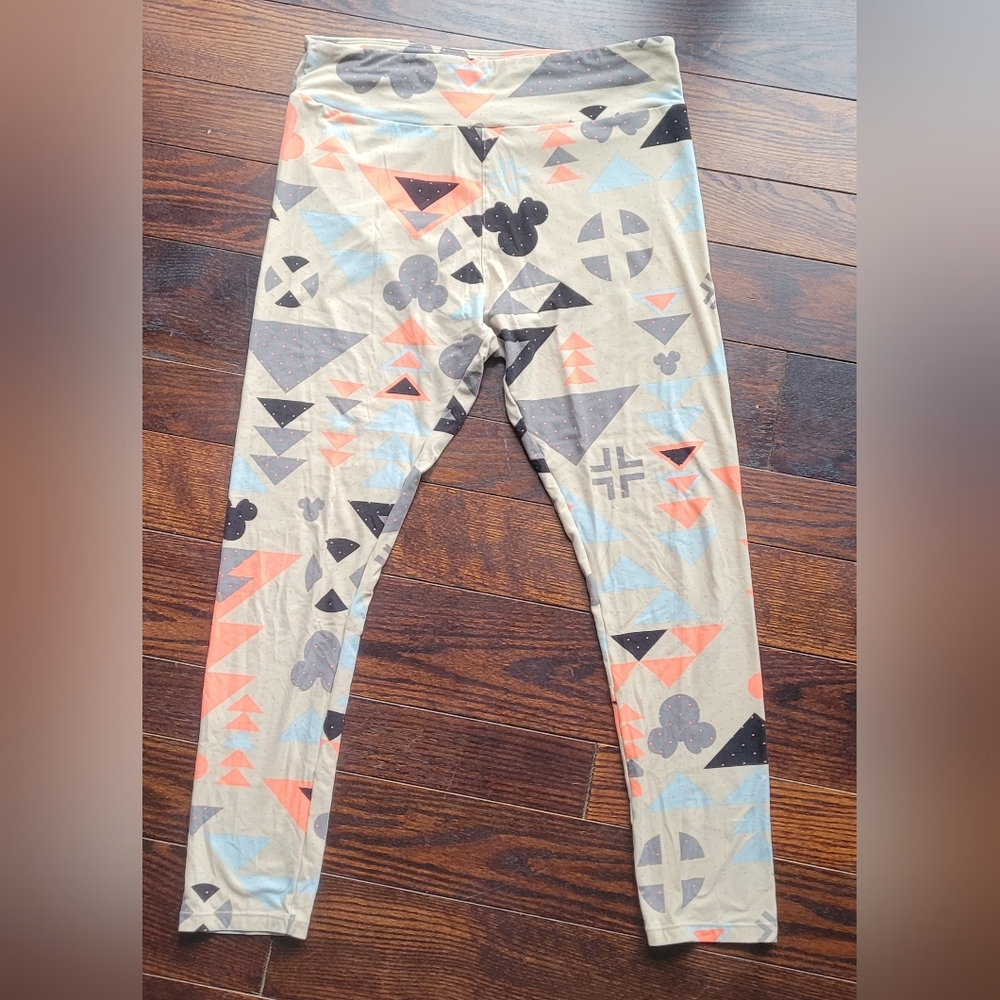 Lularoe Mickey Mouse Geometric Patterned Womens Tall & Curvy Leggings